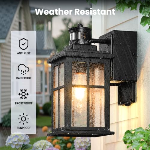 Image of Gleamz Black 2 Pack Motion Sensor Outdoor Lights for House with Outlet