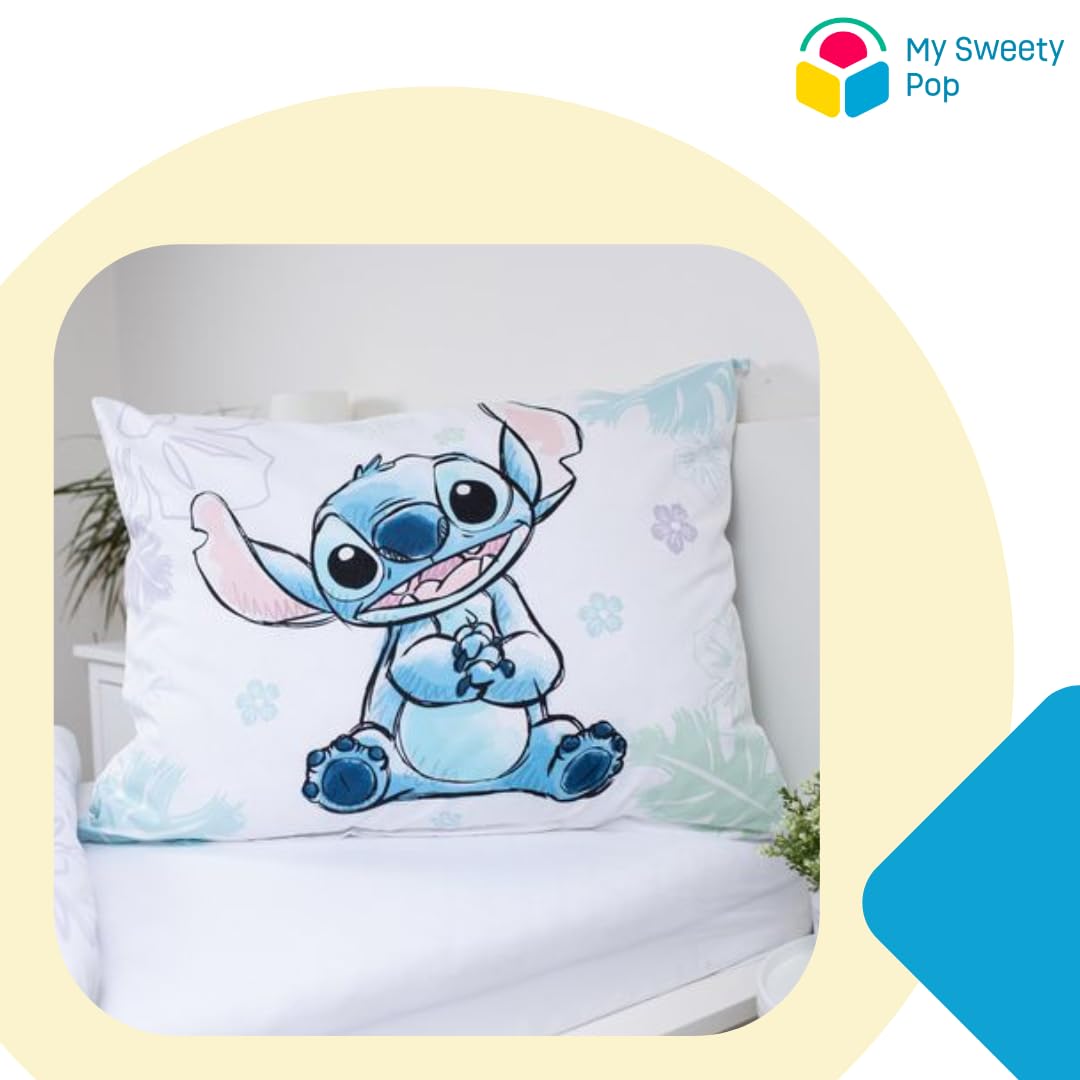 My sweety pop - Parure de lit pour bébé Stitch- 2 Pieces - Enfant - Housse de Couette - Réversible - 100 x 135 - Taie d'oreiller - 40 x 60 cm Literie - 100% Coton