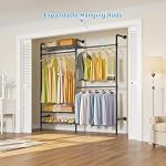 Timate F2 Industrial Pipe Clothes Rack Wall Mounted Clothing Rack for Hanging Clothes, Expandable Garment Racks Heavy Duty Wardrobe Closet Organizer and Storage, Black Adjustable Industrial Closet Kit - Image 2
