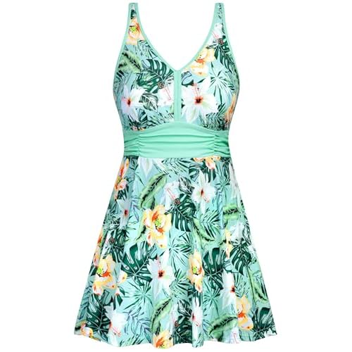 Arolina Women's Plus Size Tankini Swimsuits Two Piece Tummy Control Swim Dress Hide Belly Bathing Suits with Boyshorts