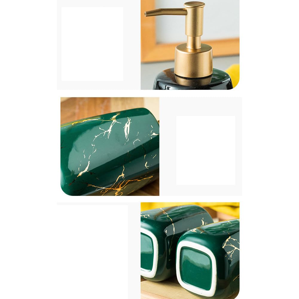 NZPOST Juego de dispensador de jabón y loción - Juego de 4 Piezas de Accesorios de baño de mármol Juego de dispensador de jabón