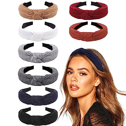 DRESHOW 8 Piezas Diademas de Pelo Anchas Diademas para Mujer Elástica Turbantes Diadema de Nudo Bandas Diadema Para Mujeres