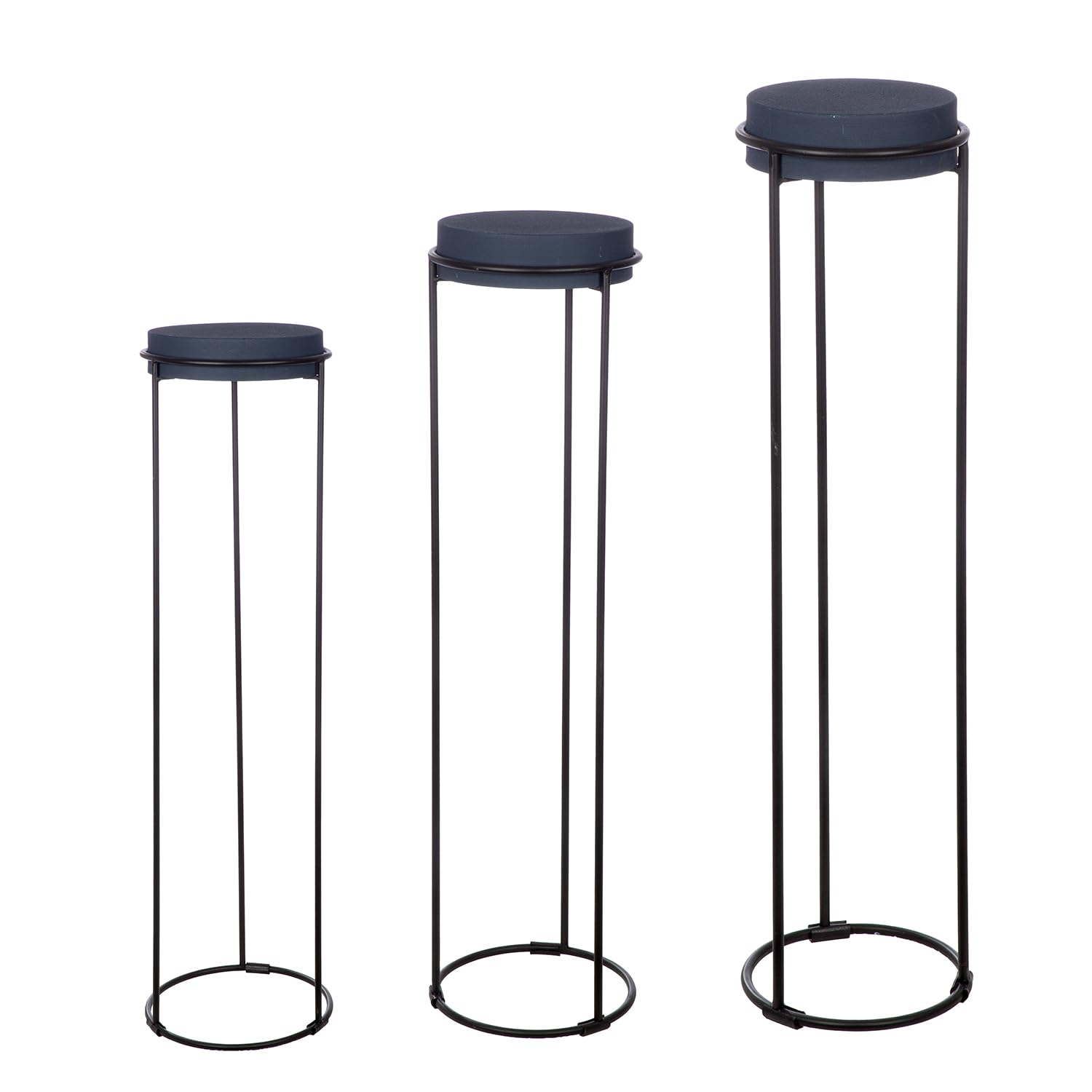 GILDE Set of 3 Leila Decorative Columns Made of Iron, Powder-Coated, Midnight Blue, Height 101 cm x Diameter 27 cm, Column for Decoration