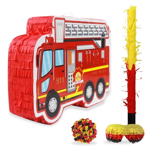 Piñata camion de pompiers grand format 41cm facile à remplir de bonbons