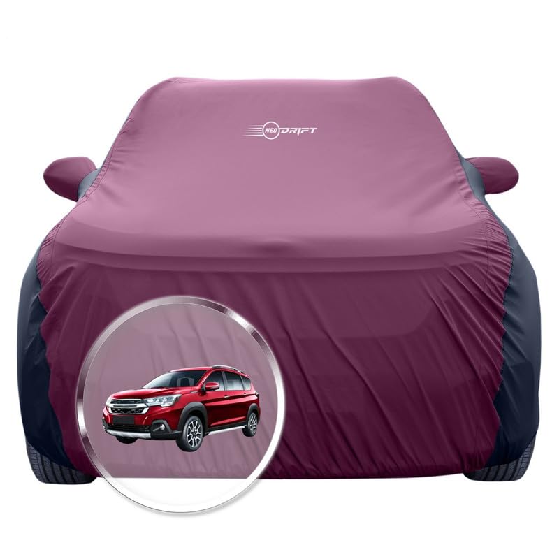 Image of NEODRIFT 'SuperTech' Car Cover for Maruti Suzuki XL6 D-A (100% Water-Resistant, All Weather Protection, Tailored Fit, Multi-Layered & Breathable Fabric) (Colour: Maroon+Black) (Model: 2022-2026)