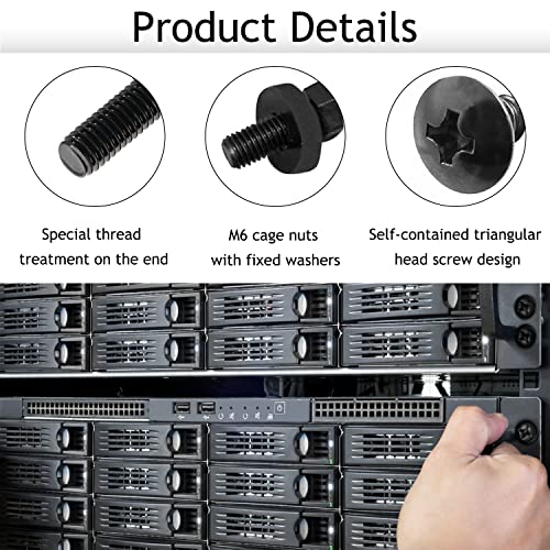 Leadrise 50-Pack M6 X 16Mm Computer Rack Mount Cage Screws And Nuts & Washers For Rack Mount Server Cabinet, Rack Mount Screw Cage Nut - Black #TOP2