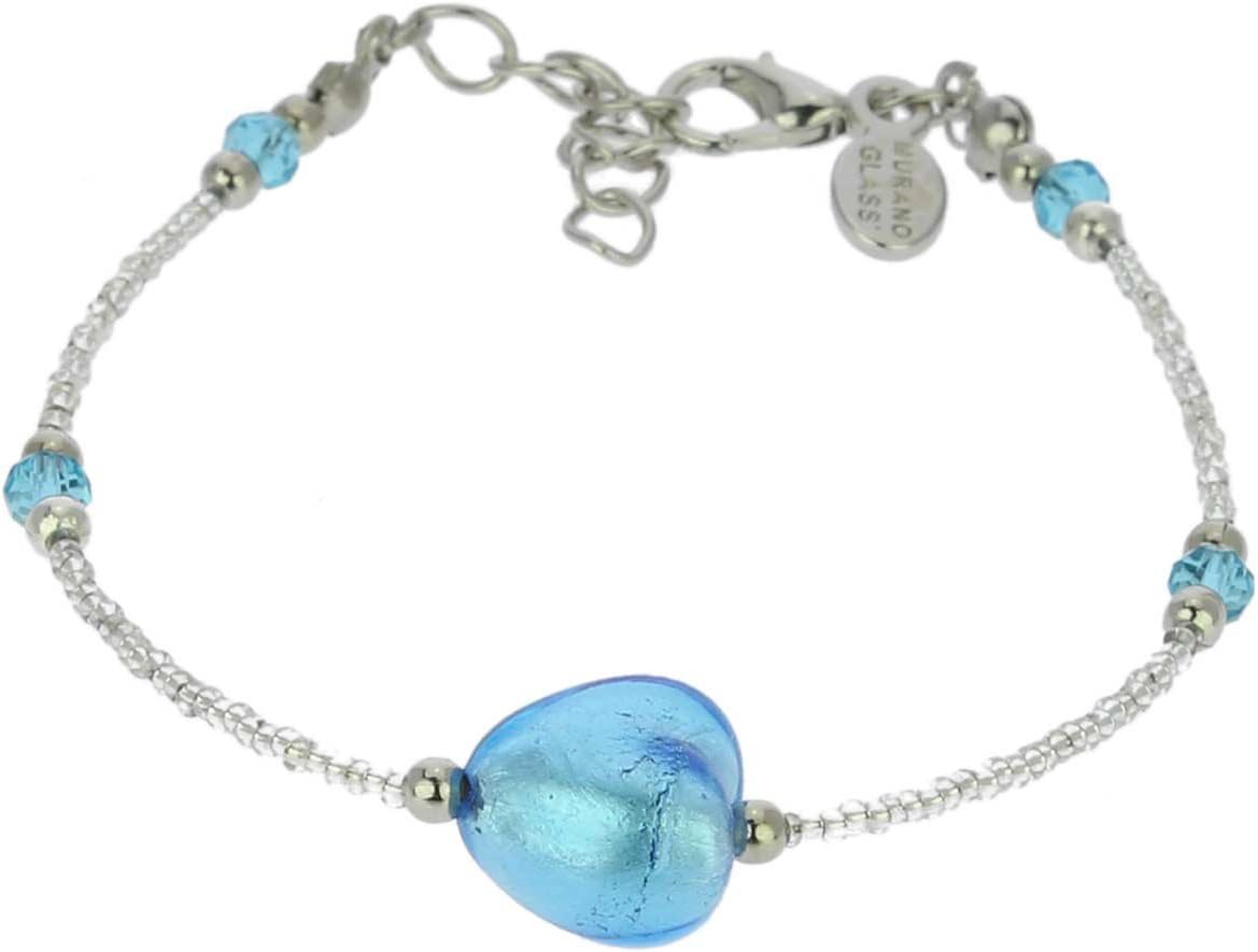 Glass Of Venice Murano Glass Heart Bracelet - Sky Blue