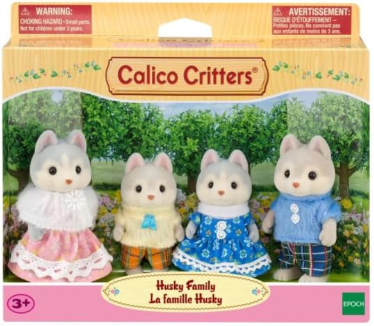 Calico Critters - Husky Family - Collectible Dollhouse Toys | Adventure-ready flocked pups with cool blue-gray coats - pose the pack for snowy expeditions and family story play, Ages 3+