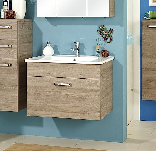 Pelipal Waschtischunterschrank Quickset 313 mit Waschbecken in San Remo eiche terra Quer Nachbildung, 75 cm breit | Waschplatz mit 1 Auszug