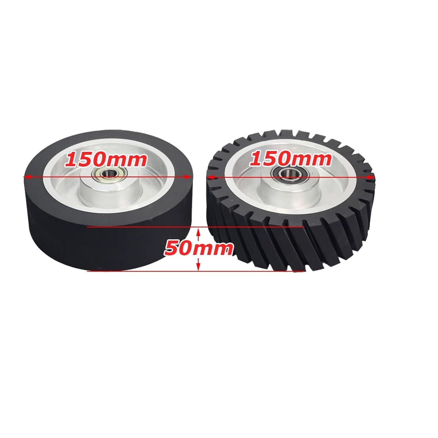 1 Piece Dia.150mm*50mm Rubber Wheel Belt Grinder Contact Idler Active 6"x2" Sander Part(K150x50mm 6004 20mm,90A Hard)