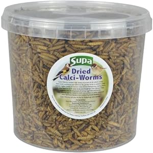 Supa Dried Calci Worms for Wild Birds – 3 Litre Bucket, High Energy Protein Rich Treat, Attract More Birds To Your Garden, Quality Wild Bird Food, Brown