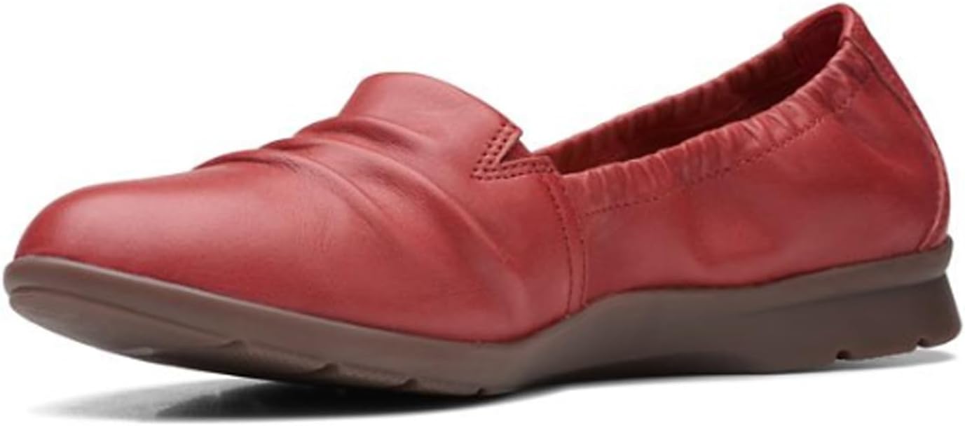Clarks Women's Jenette Ruby Loafer, Red Leather, 8