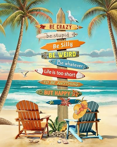Paint by Numbers Kit for Adults, Beach Sign Number Painting, 16 x 20 Inch