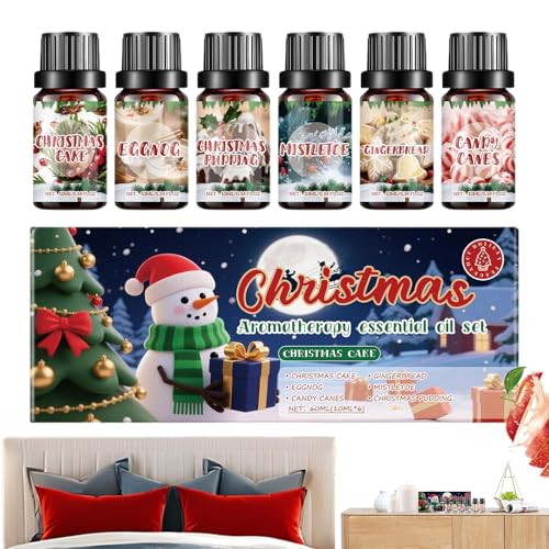 Juego de Aceites Esenciales - 6 Unidades Aceites Esenciales Navideños Para Difusor,Ambientador Otoñal para Purificador Jabón Artesanal Velas Meditación Cumpleaños Spa Sala