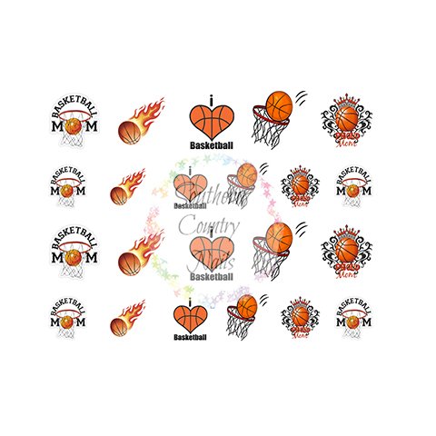 Sports Basketball Mom Design B707 Nail Art Designs Decals