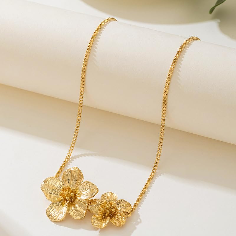 Flower Necklace for Women Flower Layered Necklaces Trendy Statement Necklace Floral4