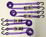 4pc 1"x10' Heavy Duty Ratcheting Tie Down Set - Purple