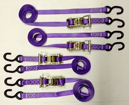 4Pc 1"X10' Heavy Duty Ratcheting Tie Down Set - Purple #TOP4