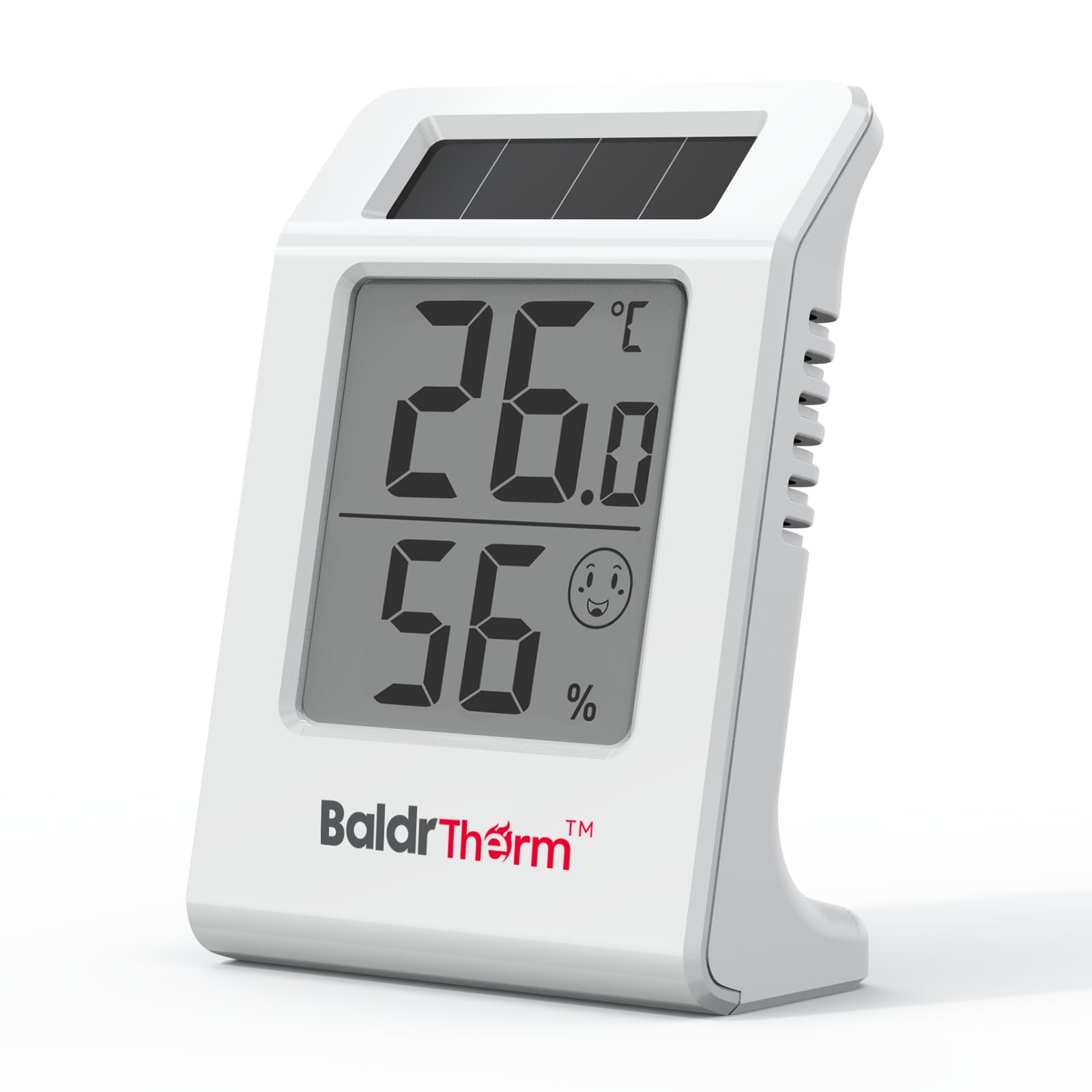 Digital Thermometer and Hygrometer Meter, Solar-Powered Indoor Temperature Sensor Humidity Monitor, Humidity Gauge for Baby Rooms, Bedrooms, Home, Office, and Wine Cellars (1, White, 2.2") โ image 1