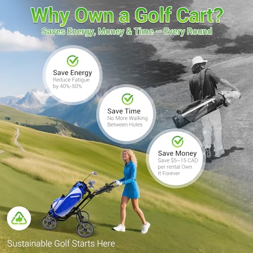 Tivor 4 Wheel Golf Push Cart - Aluminum Frame Lightweight, One-Step Foldable Compact Design, Portable Golf Bag Caddy with All-Terrain Wheels,Black - Thumbnail 3