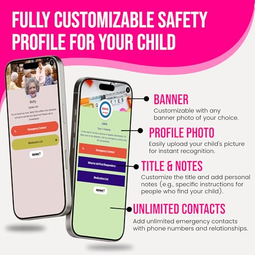 Image of Kids ID Bracelet - Fitted NFC Safety Wristband, Slip-On Child ID Band for Emergency Contact Info, Waterproof Silicone, Not GPS, Wear on Wrist or Ankle, Ideal for Theme Parks, Travel & Beaches