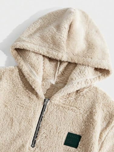 Image of TAGAS Unisex Fleece Hoodie - Ultra Soft Sherpa Pullover with Half-Zip & Kangaroo Pocket Sweatshirt Hoodie