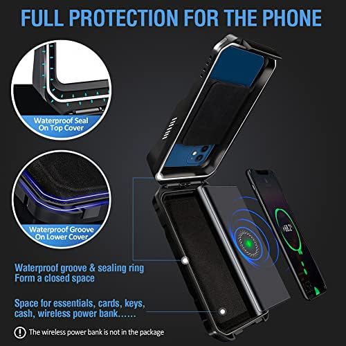 LUROON Motorcycle Phone Mount Full Waterproof Anti-Shake Motorbike Phone Holder 360°Rotation Face Touch ID Rearview Mirror Moped Cell Phone Holder for Smartphone Up to 6.7inch Screen (Black)