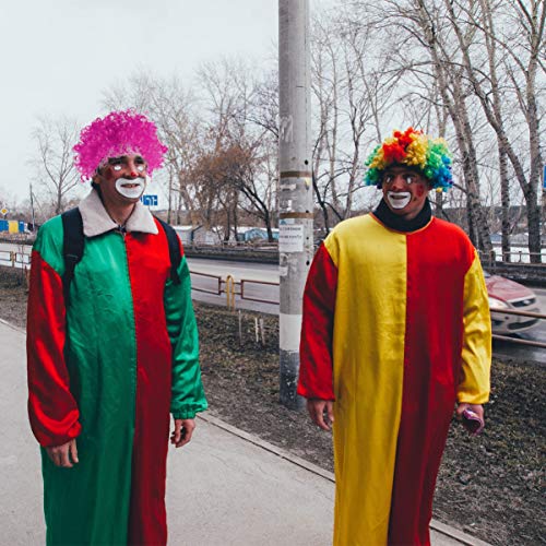 FRCOLOR Palhaço Roxo Peruca Curta Afro Peruca Cabelo Encaracolado Anos 70 Anos 80 Peruca Disco Cospl