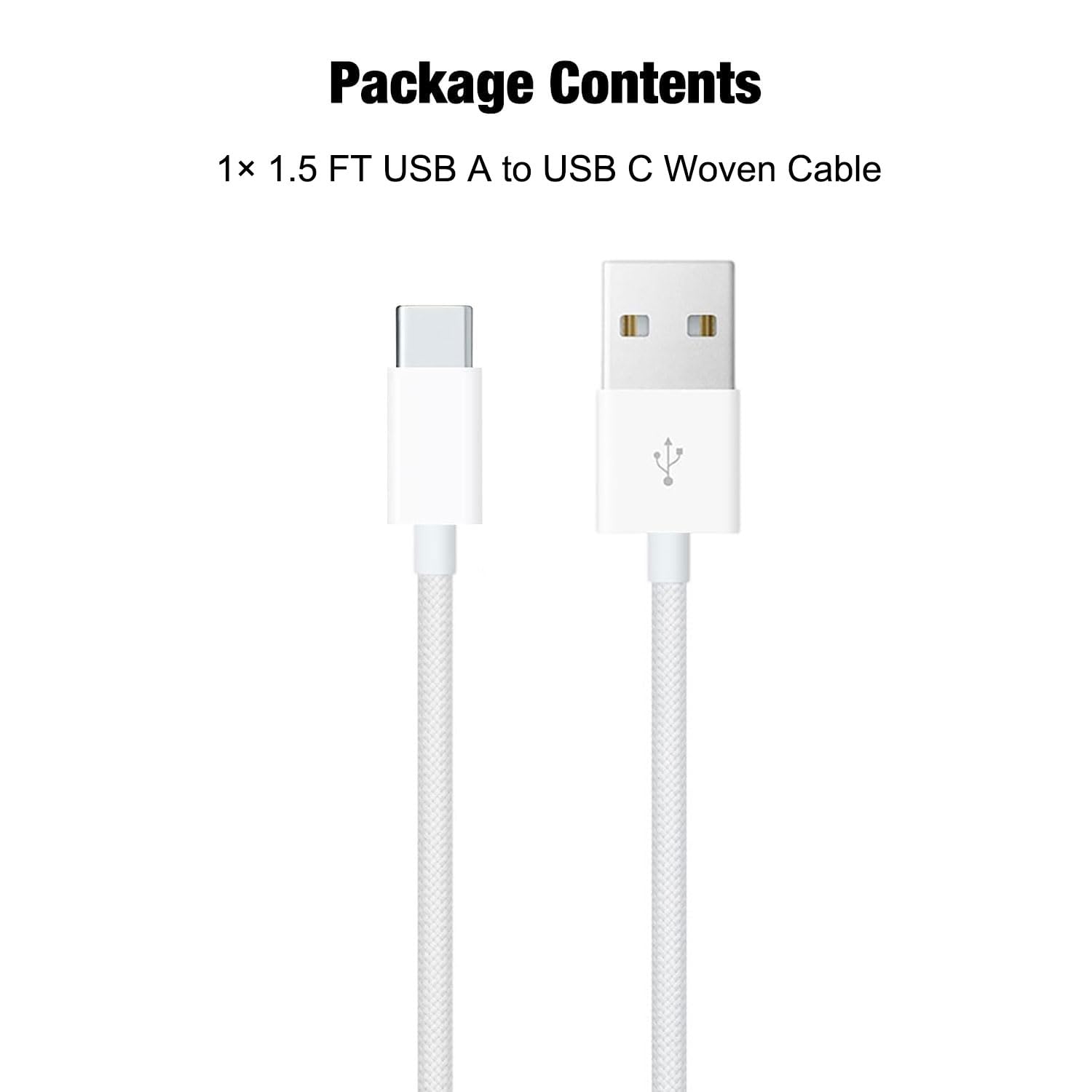 1.5FT Short IPhone 17/17E/16/16E/15 Woven Cable, USB A to USB C CarPlay Charger Cable for iPhone 15 16 17 Pro Max, Plus/Air, iPad 10th Gen, iPad Pro 12.9/11, Air 5th/4th Gen, Mini 6th Charging Cord