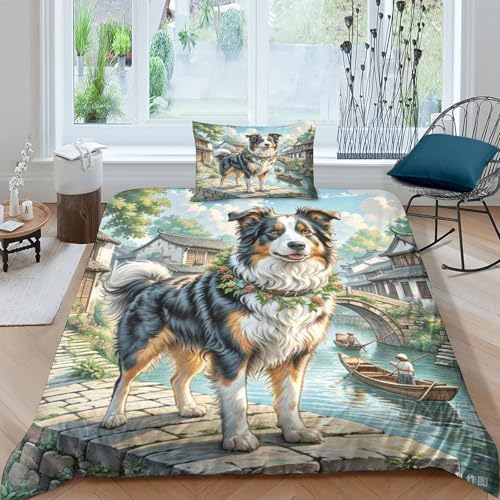 Housse de couette Border Collie pour chambre d'enfant douce et zippée 135x200 - 2