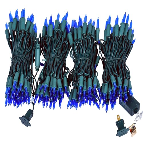 JinBest 200 LED Blue Christmas Lights, UL Listed and Commercial Mini Lights String Green Wire 66 Ft, for Indoor Outdoor Party, Garden, Patio.