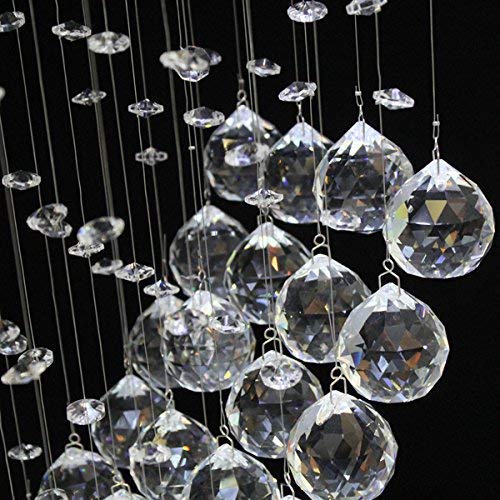 Image of Stainless Steel Crystal Glass Ceiling Lamp Chandelier with Glass Bead & Sparkling K9 (Yellow Light A4 Heart)