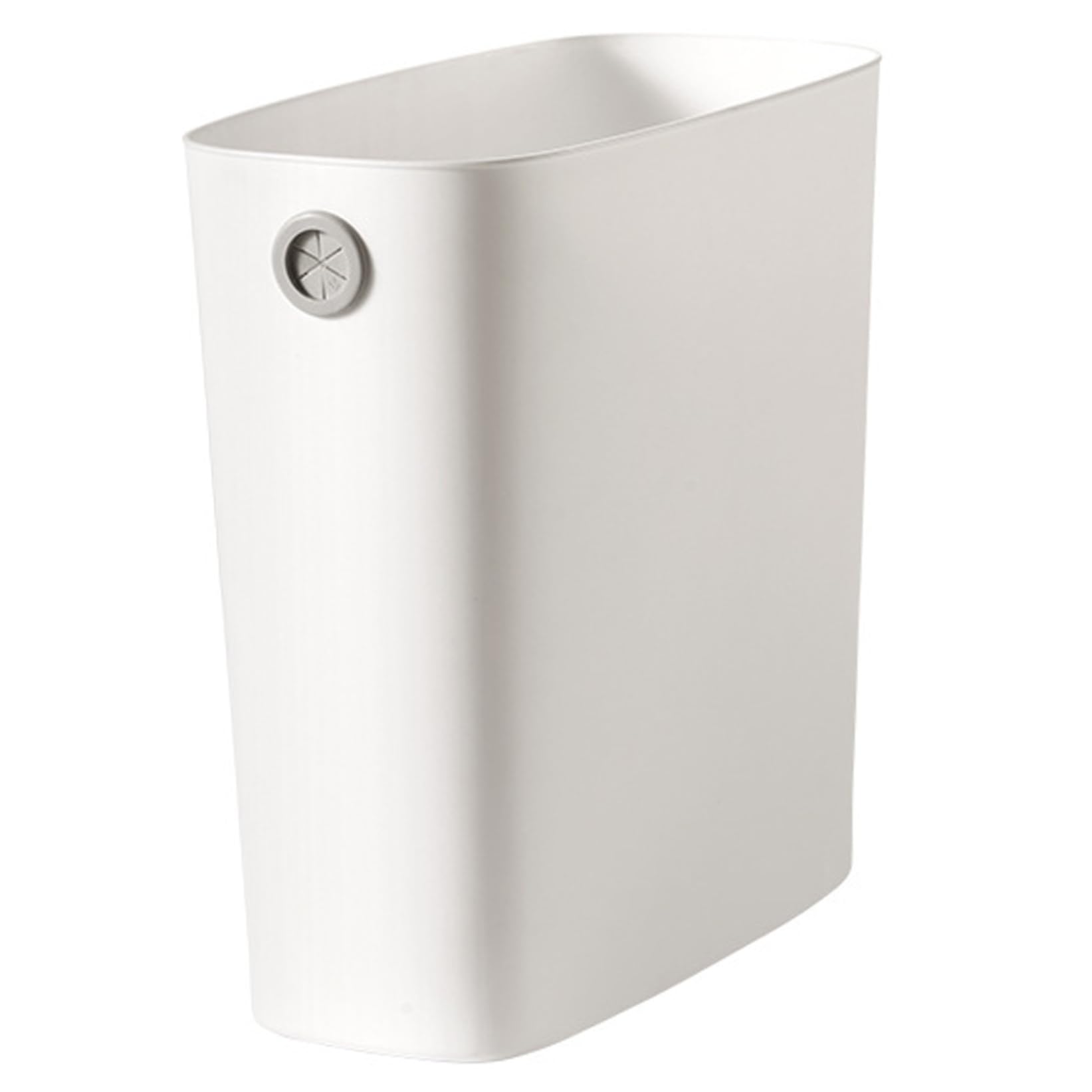 Ngbbby White Slim Trash Can, Open Top Small Trash Can, Plastic Narrow Waste Basket, 11.1X10.6x5.1 Inch Bin With Round Hole