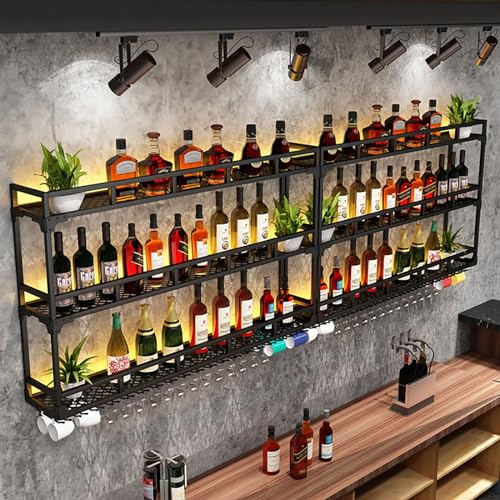 Présentoir à bouteilles de vin mural avec éclairage LED intégré - 3