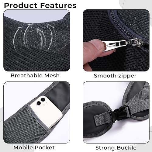Image of Kraptick Pet Sling Carrier, Pet Carrier Bag for Shitzu Puppy, Cat, Rabbit with Comfortable Adjustable Pouch Single Shoulder Carry Tote Handbag for Pets, Large Size (Black)