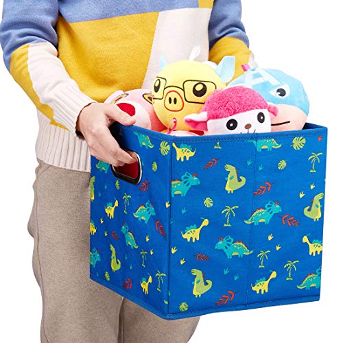 I Bkgoo Cloth Storage Bins Set Of 4 Thick Fabric Drawers Foldable Cubes Basket Organizer Container With Dual Metal Handles For Shelf Cabinet Bookcase Boxes Sky-Blue 10.5X10.5X11 Inch #TOP5