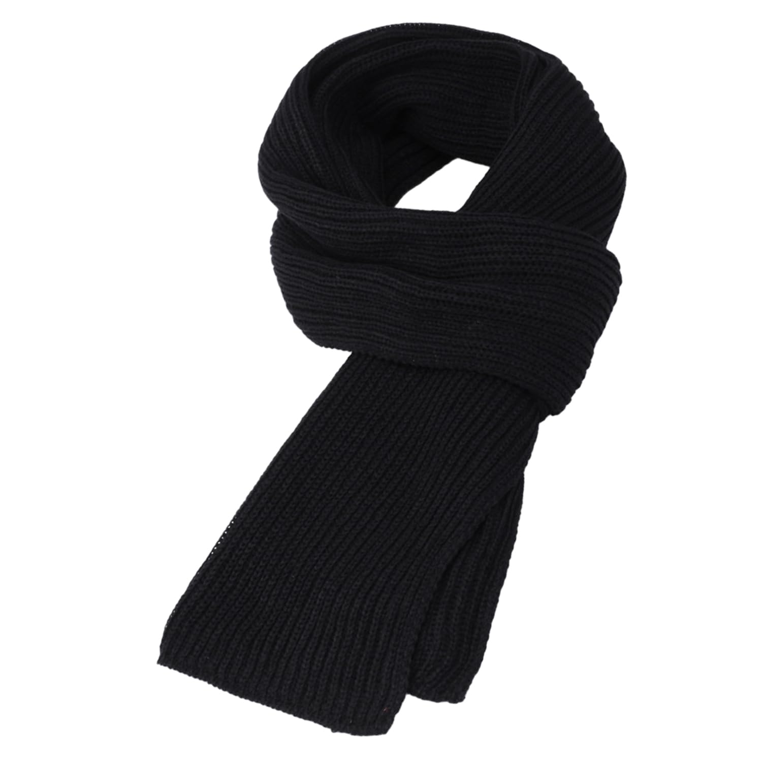 Memofynd Black Knitted Scarf Fashionable Warm Winter Accessories
