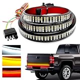 dawfall Car Tailgate Light Bar, 59' Three Row Waterproof and High Brightness LED Light Strip, Running Light Turn Signal Brake/Reverse Light with Connecting Harness, Universal for Cars (Multicolored)