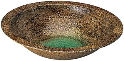 Tonami Shoten Iga Oribe Long Plate, Diameter 11.8 x H 2.6 inches (30 x 6.7 cm), Moribot, Iga Oribe