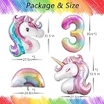Pastel Rainbow Unicorn 3rd Birthday Party Decorations, Pink Purple Balloon with Large Unicorn Helium Balloons for Girl Birthday Party Garden & Fairy Theme Spring Decor (number 3 set) - Image 2