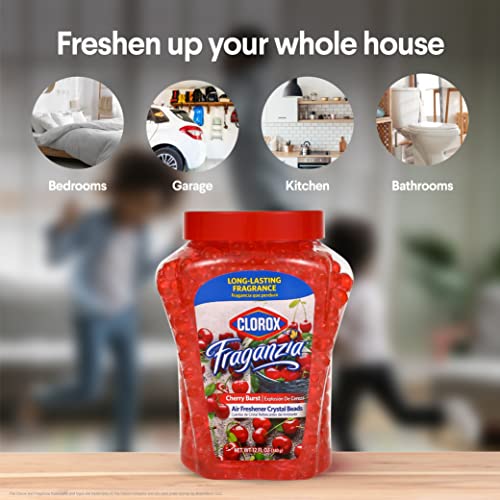 Image of Clorox Fraganzia Crystal Beads Air Freshener, Long Lasting Room Deodorizer and Odor Eliminator Gel Beads to Freshen Home, Car, or Office, Cherry Burst Scent, 12 Fl Oz