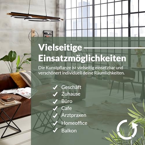 EGLO LIVING Kunstpflanze Tobetsu, künstliche Zimmerpflanze Palme im Topf, naturgetreue Wohnzimmer Deko Pflanze, Kunstpalme groß, grüner Kunststoff und brauner Paper Pulp – Bild 6