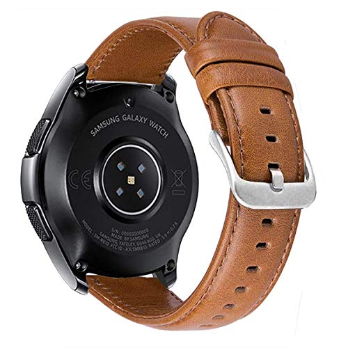 Ibazal Gear S3 Watch Band 46Mm, Gear S3 Frontier Band 22Mm Genuine Leather Bands Replacement Strap Compatible Samsung Galaxy Watch 46Mm, Samsung Gear S3 Frontier/Classic Sm-R760/Pebble Time Men- Brown #TOP1