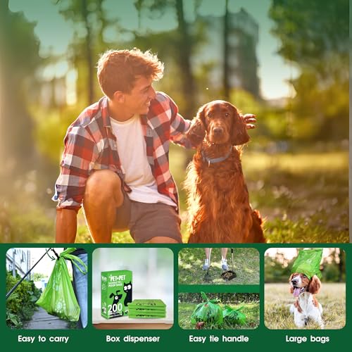 Image of Pet N Pet 800 Counts Unscented Dog Poop Bags Rolls with Tie Handles, 41% Plant Based & 59% PE Poop Bags for Dogs, Extra-Thick Doggie Poo Bag, Pet Waste Bag