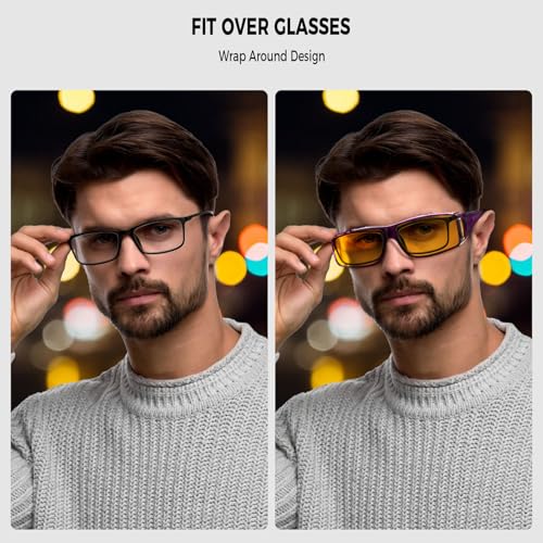 Image of Night Driving Glasses for Men Women Fit Over Sunglasses Anti Glare Polarized HD Night Vision Glasses