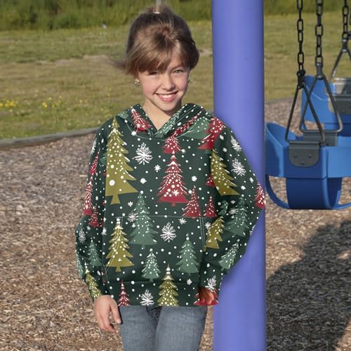 Kids Hoodies Sweaters Christmas Xmas Trees Hooded Sweatshirts with Big Pockets for Boys Girls B04003204