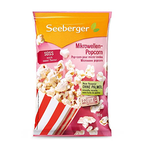 Seeberger Microwave sweet popcorn : Popcorn de maïs prêt à l'emploi - sans huile de palme - pour des moments de plaisir uniques, vegan (1 x 90 g) Cover