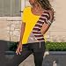 Top de Rayas de Manga Corta Color para Mujer Blusa Suelta De...