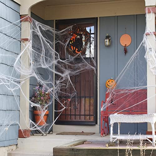 OTMVicor 40g Halloween Decoration Spider Web with 20pcs Spiders, Halloween Party Decoration Set
