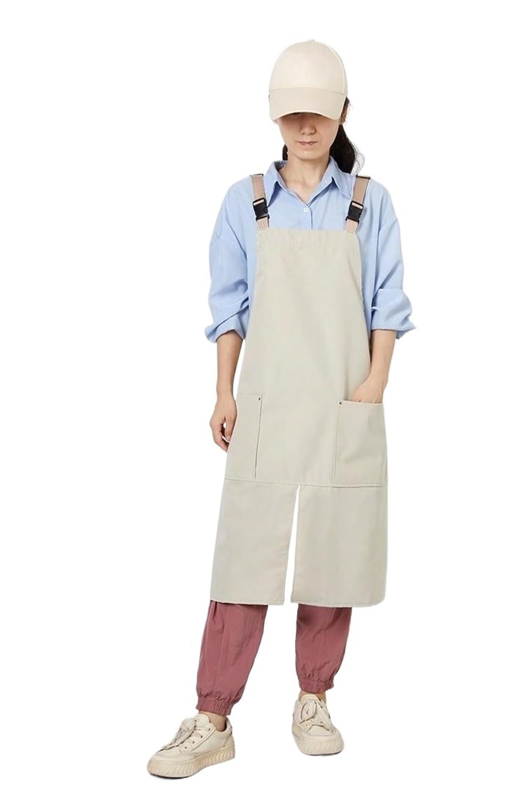 Grembiule da ceramica con gambe separate Grembiuli da cucina impermeabili for donna e uomo, grembiuli lavoro for chef, for ristoranti, bar, negozi, studi di bellezza unghie